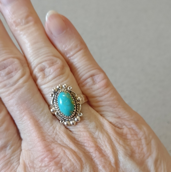Sterling Turquoise Ring(7.5) - Picture 3 of 6